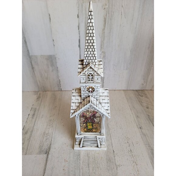 Tall Halloween Church snow globe animated home decor glitter unique - Picture 1 of 8